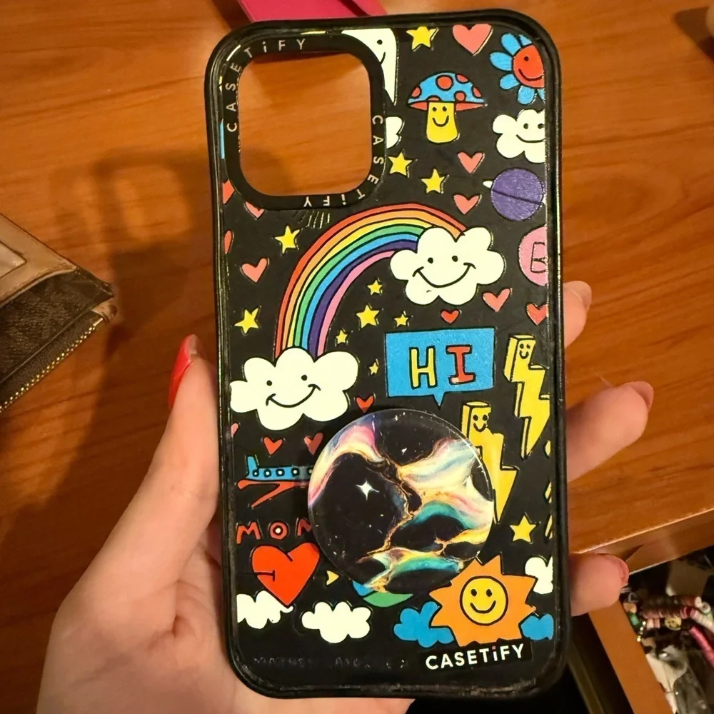 Casetify Colorful Hi Mom Cloud and Rainbow Phone Case